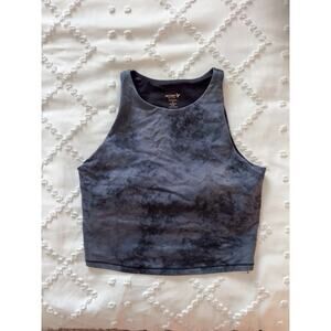 NWOT Old Navy High Neck Crop Tank Black Acid Wash Women's Size M